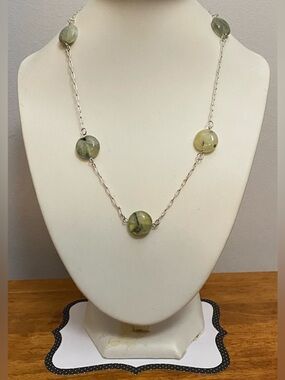 NEW Prehnite with Tourmaline crystal gemstone necklace